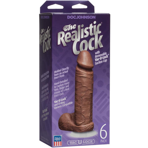 Doc Johnson The Realistic Cock 6 with Removable Vac-U-Lock Suction Cup - Caramel - Extreme Toyz Singapore - https://extremetoyz.com.sg - Sex Toys and Lingerie Online Store