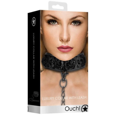 Shots America Ouch! Luxury Collar with Leash - Extreme Toyz Singapore - https://extremetoyz.com.sg - Sex Toys and Lingerie Online Store