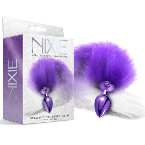 Global Novelties NIXIE Metal Butt Plug with Ombre Tail - Purple - Extreme Toyz Singapore - https://extremetoyz.com.sg - Sex Toys and Lingerie Online Store