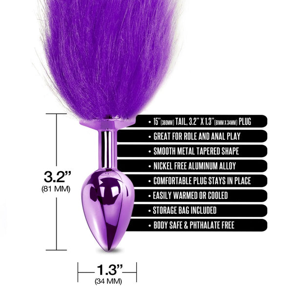 Global Novelties NIXIE Metal Butt Plug with Ombre Tail - Purple - Extreme Toyz Singapore - https://extremetoyz.com.sg - Sex Toys and Lingerie Online Store