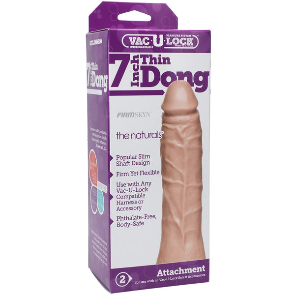 Doc Johnson Vac-U-Lock The Naturals 7" Thin Dong - Extreme Toyz Singapore - https://extremetoyz.com.sg - Sex Toys and Lingerie Online Store