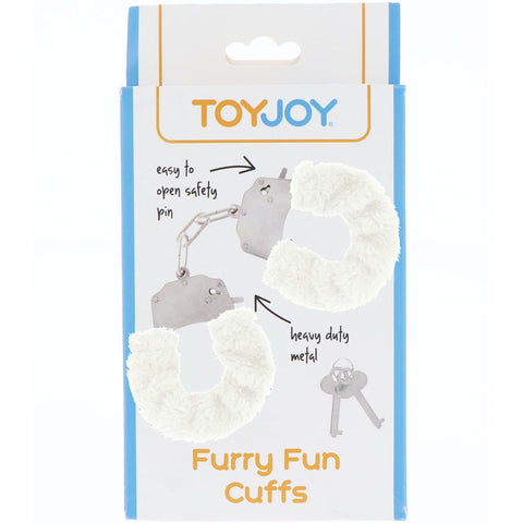 ToyJoy Furry Fun Cuffs - White - Extreme Toyz Singapore - https://extremetoyz.com.sg - Sex Toys and Lingerie Online Store