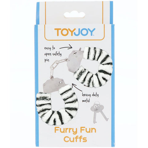 ToyJoy Zebra Furry Fun Cuffs - Extreme Toyz Singapore - https://extremetoyz.com.sg - Sex Toys and Lingerie Online Store