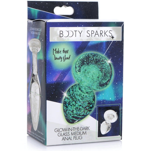 Booty Sparks Glow-In-The-Dark Glass Anal Plug - Extreme Toyz Singapore - https://extremetoyz.com.sg - Sex Toys and Lingerie Online Store