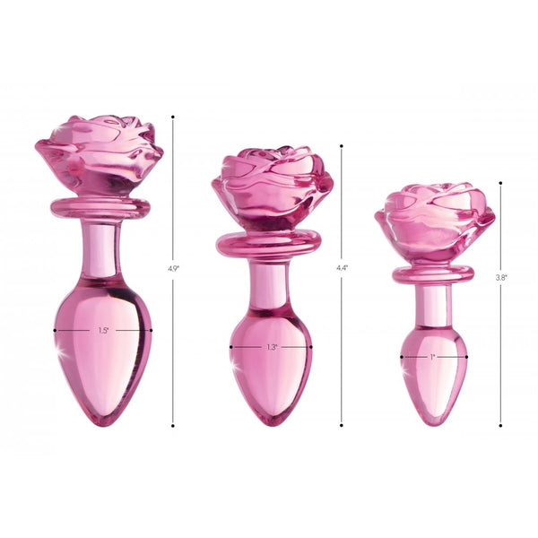 Booty Sparks Pink Rose Glass Anal Plug - Extreme Toyz Singapore - https://extremetoyz.com.sg - Sex Toys and Lingerie Online Store