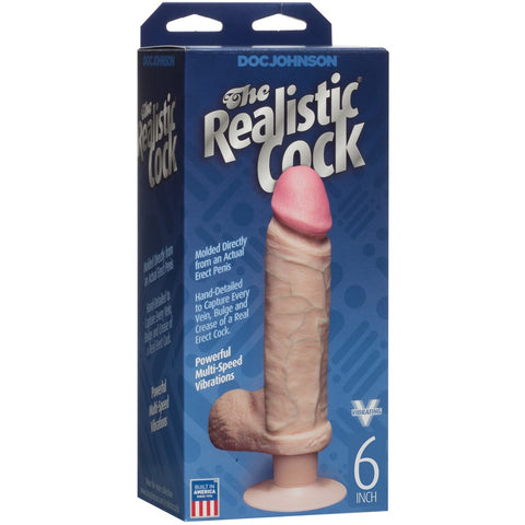 Doc Johnson The Realistic Cock FIRMSKYN Vibrating 6” - Vanilla - Extreme Toyz Singapore - https://extremetoyz.com.sg - Sex Toys and Lingerie Online Store