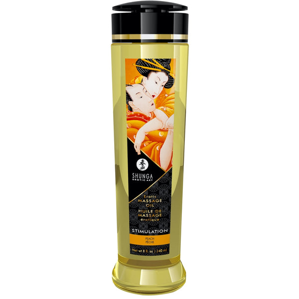 SHUNGA Erotic Massage Oil Stimulation - Peach 240ml - Extreme Toyz Singapore - https://extremetoyz.com.sg - Sex Toys and Lingerie Online Store