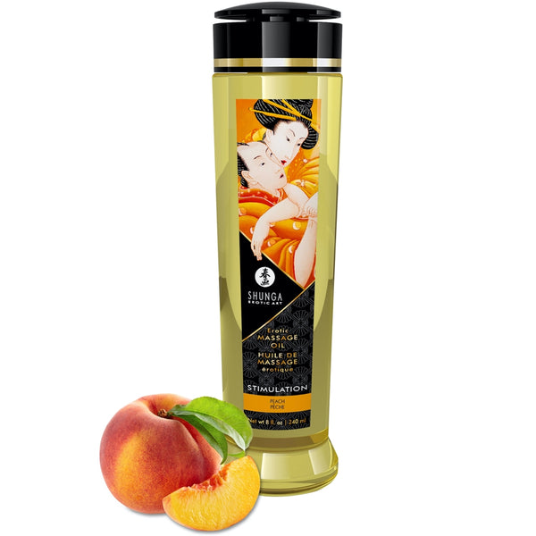 SHUNGA Erotic Massage Oil Stimulation - Peach 240ml - Extreme Toyz Singapore - https://extremetoyz.com.sg - Sex Toys and Lingerie Online Store