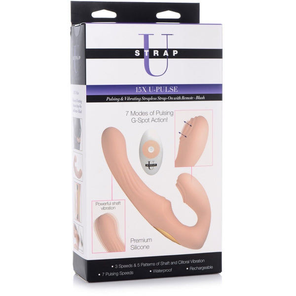 Strap U 15X U-Pulse Silicone Pulsating and Vibrating Strapless Strap-on with Remote - Extreme Toyz Singapore - https://extremetoyz.com.sg - Sex Toys and Lingerie Online Store