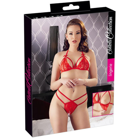 Cottelli Collection Open Lace Bra And Crotchless Set (4 Sizes Available) - Extreme Toyz Singapore - https://extremetoyz.com.sg - Sex Toys and Lingerie Online Store