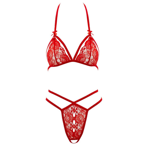 Cottelli Collection Open Lace Bra And Crotchless Set (4 Sizes Available) - Extreme Toyz Singapore - https://extremetoyz.com.sg - Sex Toys and Lingerie Online Store