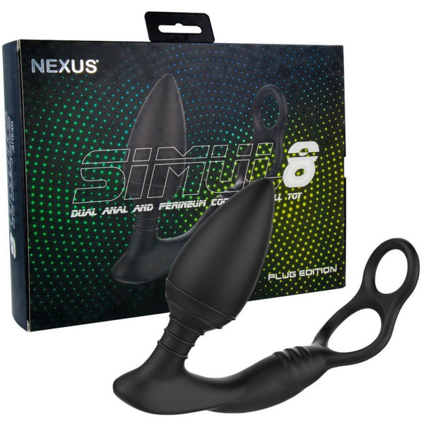 Nexus SIMUL8 Plug Edition Rechargeable Vibrating Double Cock Ring & Anal Stimulator - Extreme Toyz Singapore - https://extremetoyz.com.sg - Sex Toys and Lingerie Online Store