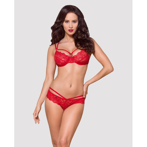 Obsessive Lingerie Red Set: Bra & Thong - Extreme Toyz Singapore - https://extremetoyz.com.sg - Sex Toys and Lingerie Online Store