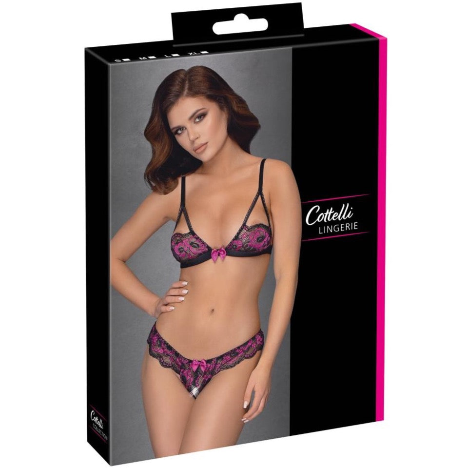 Cottelli Collection Crotchless Bra and Open Brief Set (4 Sizes Available) - Extreme Toyz Singapore - https://extremetoyz.com.sg - Sex Toys and Lingerie Online Store