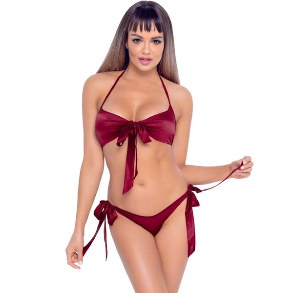 Cottelli Collection Tie Up Bra And Briefs Set (2 Sizes Available) - Extreme Toyz Singapore - https://extremetoyz.com.sg - Sex Toys and Lingerie Online Store