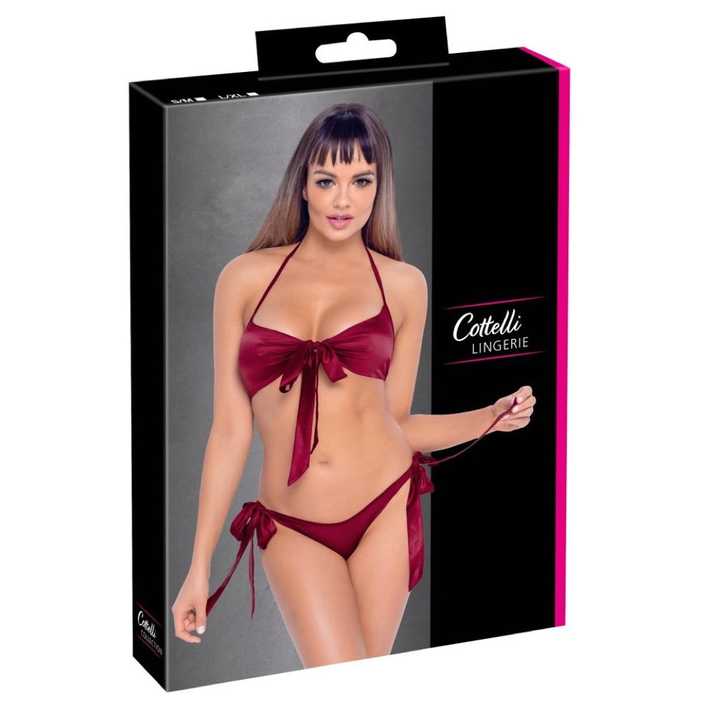 Cottelli Collection Tie Up Bra And Briefs Set (2 Sizes Available) - Extreme Toyz Singapore - https://extremetoyz.com.sg - Sex Toys and Lingerie Online Store