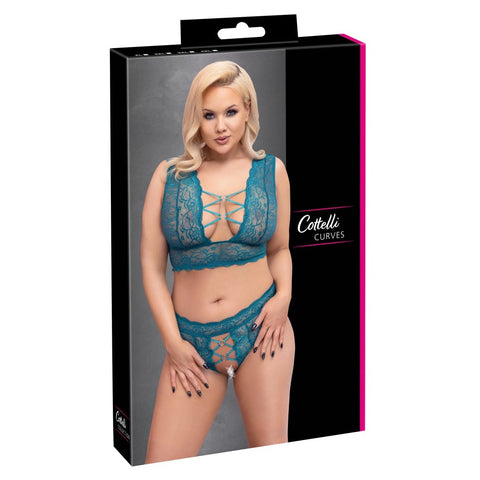 Cottelli Collection Plus Size Bralette and Crotchless Thong Set (4 Sizes Available) - Extreme Toyz Singapore - https://extremetoyz.com.sg - Sex Toys and Lingerie Online Store