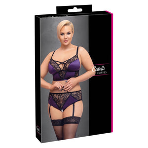 Cottelli Collection Plus Size Bralette Suspender Set (4 Sizes Available) - Extreme Toyz Singapore - https://extremetoyz.com.sg - Sex Toys and Lingerie Online Store