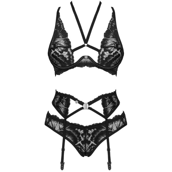 Obsessive Lingerie Alessya Bra Set with Garter Belt (2 Sizes Available) - Extreme Toyz Singapore - https://extremetoyz.com.sg - Sex Toys and Lingerie Online Store