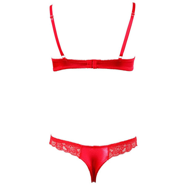 Cottelli Collection Red Lace Open Bra Set (3 Sizes Available) - Extreme Toyz Singapore - https://extremetoyz.com.sg - Sex Toys and Lingerie Online Store