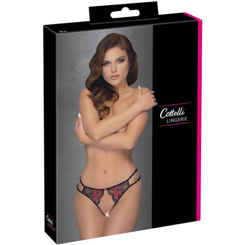 Cottelli Collection Adjustable Lacey Crotchless Brief (One Size Fits S-L) - Extreme Toyz Singapore - https://extremetoyz.com.sg - Sex Toys and Lingerie Online Store