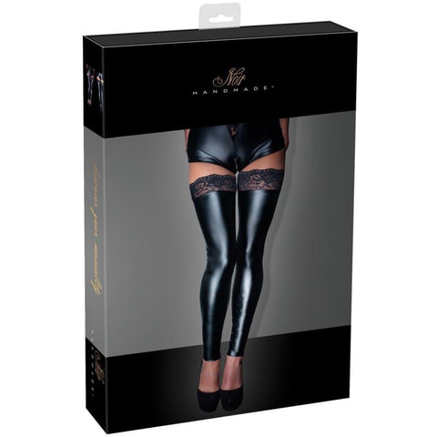 NOIR Wetlook Lace Footless Stocking (4 Sizes Available) - Extreme Toyz Singapore - https://extremetoyz.com.sg - Sex Toys and Lingerie Online Store
