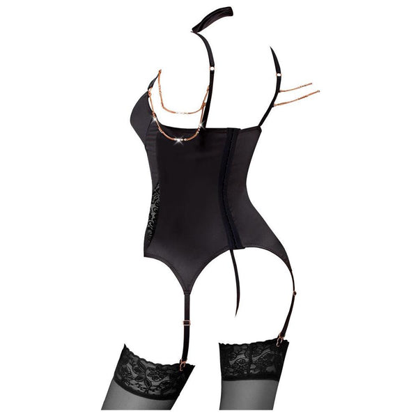 Abierta Fina Open Basque With Chains And String Suspender Lingerie Set (4 Sizes Available) - Extreme Toyz Singapore - https://extremetoyz.com.sg - Sex Toys and Lingerie Online Store