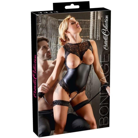 Cottelli Collection Bondage Crotchless Body Garter With Lace Cuffs (4 Sizes Available) - Extreme Toyz Singapore - https://extremetoyz.com.sg - Sex Toys and Lingerie Online Store