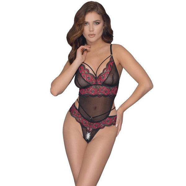 Cottelli Collection Crotchless Body With Lace (2 Sizes Available) - Extreme Toyz Singapore - https://extremetoyz.com.sg - Sex Toys and Lingerie Online Store