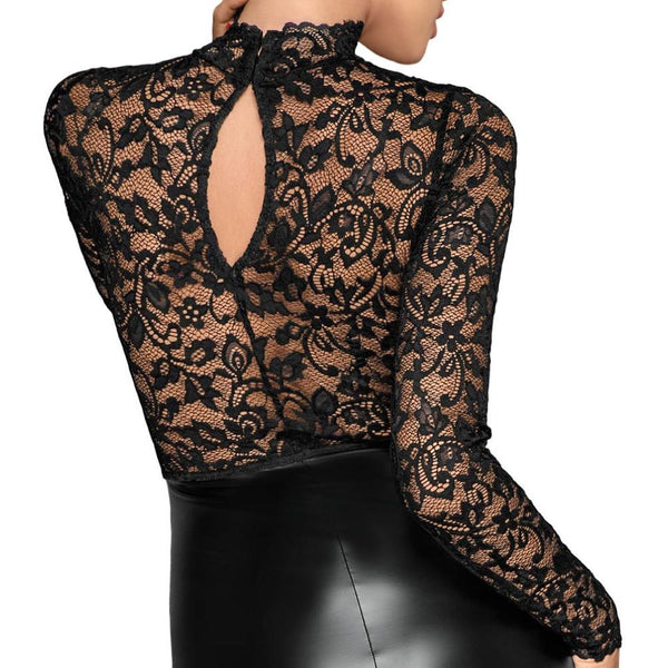 NOIR Handmade Wetlook and Lace Pencil Dress (4 Sizes Available) - Extreme Toyz Singapore - https://extremetoyz.com.sg - Sex Toys and Lingerie Online Store
