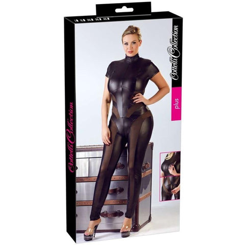 Cottelli Collection Plus Size Catsuit with Zippers (5 Sizes Available) - Extreme Toyz Singapore - https://extremetoyz.com.sg - Sex Toys and Lingerie Online Store