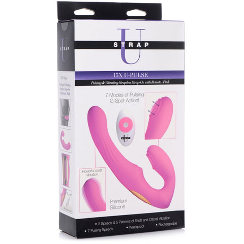 Strap U 15X U-Pulse Silicone Pulsating and Vibrating Strapless Strap-on with Remote - Extreme Toyz Singapore - https://extremetoyz.com.sg - Sex Toys and Lingerie Online Store