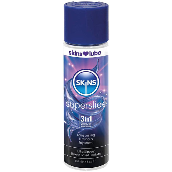 Skins Lube Superslide 3 in 1 Premium Silicone Lubricant 4.4 oz. (130ml) - Extreme Toyz Singapore - https://extremetoyz.com.sg - Sex Toys and Lingerie Online Store