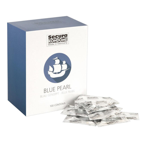 Secura Kondome Blue Pearl Blue Nubs Condoms - 100 Pack - Extreme Toyz Singapore - https://extremetoyz.com.sg - Sex Toys and Lingerie Online Store