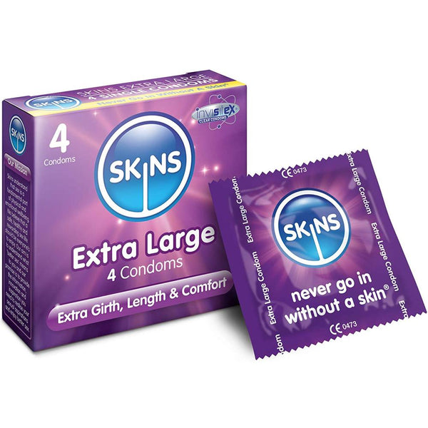 Skins Extra Large Condoms - 4 Pack - Extreme Toyz Singapore - https://extremetoyz.com.sg - Sex Toys and Lingerie Online Store