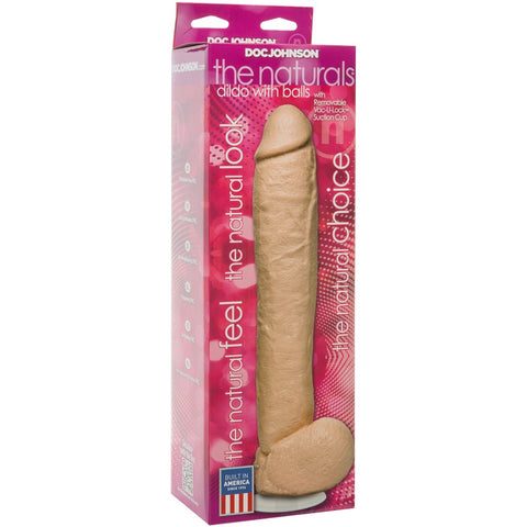 Doc Johnson The Naturals Vac-U-Lock Removable Suction Cup 12" Dong with Balls - Extreme Toyz Singapore - https://extremetoyz.com.sg - Sex Toys and Lingerie Online Store 