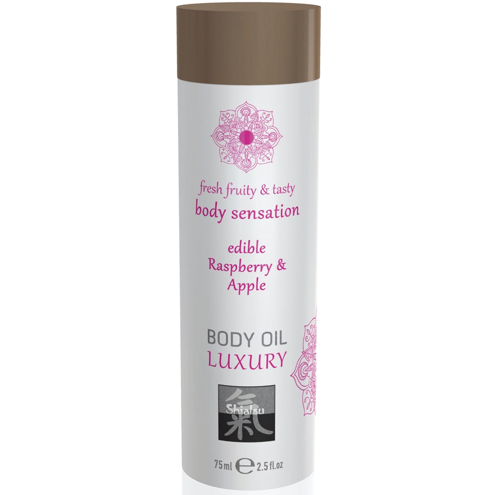 Shiatsu Edible Luxury Body Oil - Raspberry & Apple 75ml - Extreme Toyz Singapore - https://extremetoyz.com.sg - Sex Toys and Lingerie Online Store