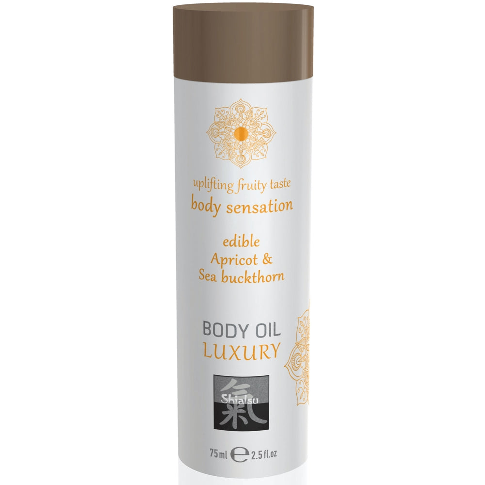 Shiatsu Edible Luxury Body Oil - Apricot & Sea Buckthorn 75ml - Extreme Toyz Singapore - https://extremetoyz.com.sg - Sex Toys and Lingerie Online Store