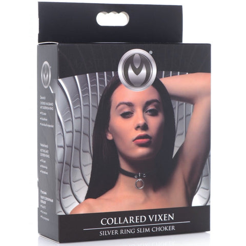 Master Series Collared Vixen Silver Ring Slim Choker - Extreme Toyz Singapore - https://extremetoyz.com.sg - Sex Toys and Lingerie Online Store