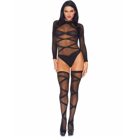 Leg Avenue Truth Or Dare Bodysuit And Thigh Highs Set (O/S) - Extreme Toyz Singapore - https://extremetoyz.com.sg - Sex Toys and Lingerie Online Store