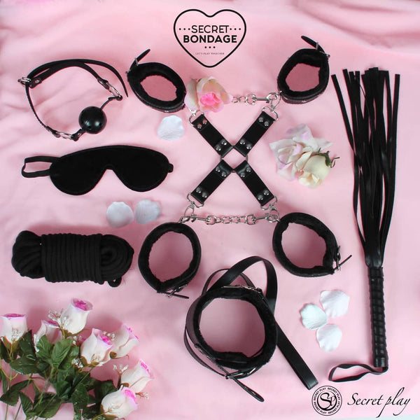 Secret Play Secret Bondage Kit - Black - Extreme Toyz Singapore - https://extremetoyz.com.sg - Sex Toys and Lingerie Online Store