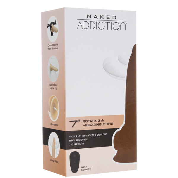 BMS Naked Addiction 7" Rotating & Vibrating Dildo with Remote Control - Extreme Toyz Singapore - https://extremetoyz.com.sg - Sex Toys and Lingerie Online Store