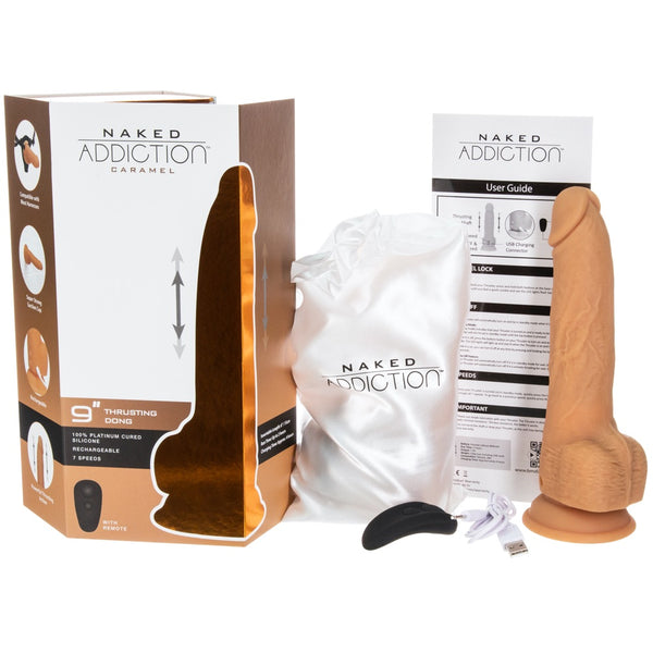 BMS Naked Addiction 9” Thrusting Rechargeable Dong with Remote Control - Extreme Toyz Singapore - https://extremetoyz.com.sg - Sex Toys and Lingerie Online Store