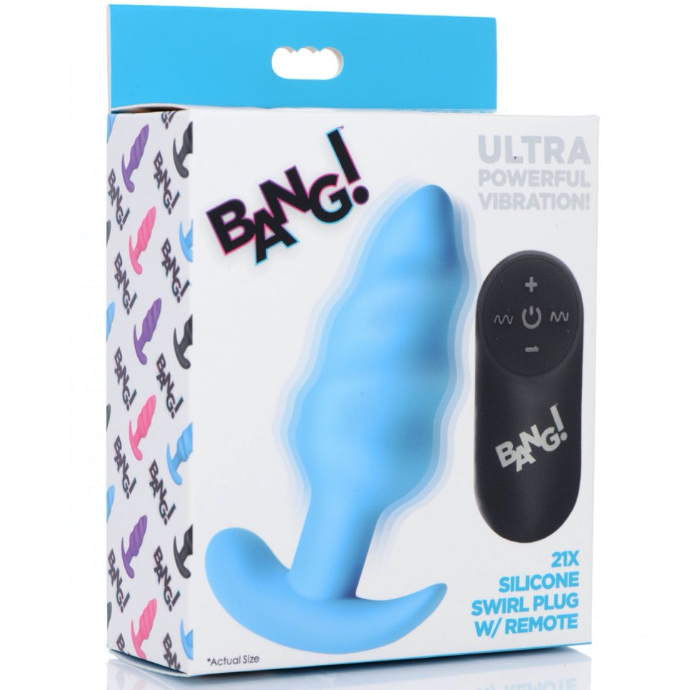 Bang! Remote Control 21X Vibrating Silicone Swirl Butt Plug - Extreme Toyz Singapore - https://extremetoyz.com.sg - Sex Toys and Lingerie Online Store