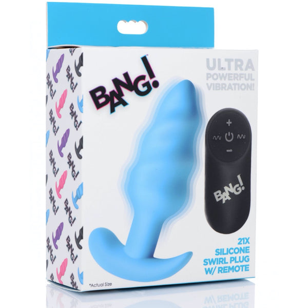 Bang! Remote Control 21X Vibrating Silicone Swirl Butt Plug - Extreme Toyz Singapore - https://extremetoyz.com.sg - Sex Toys and Lingerie Online Store