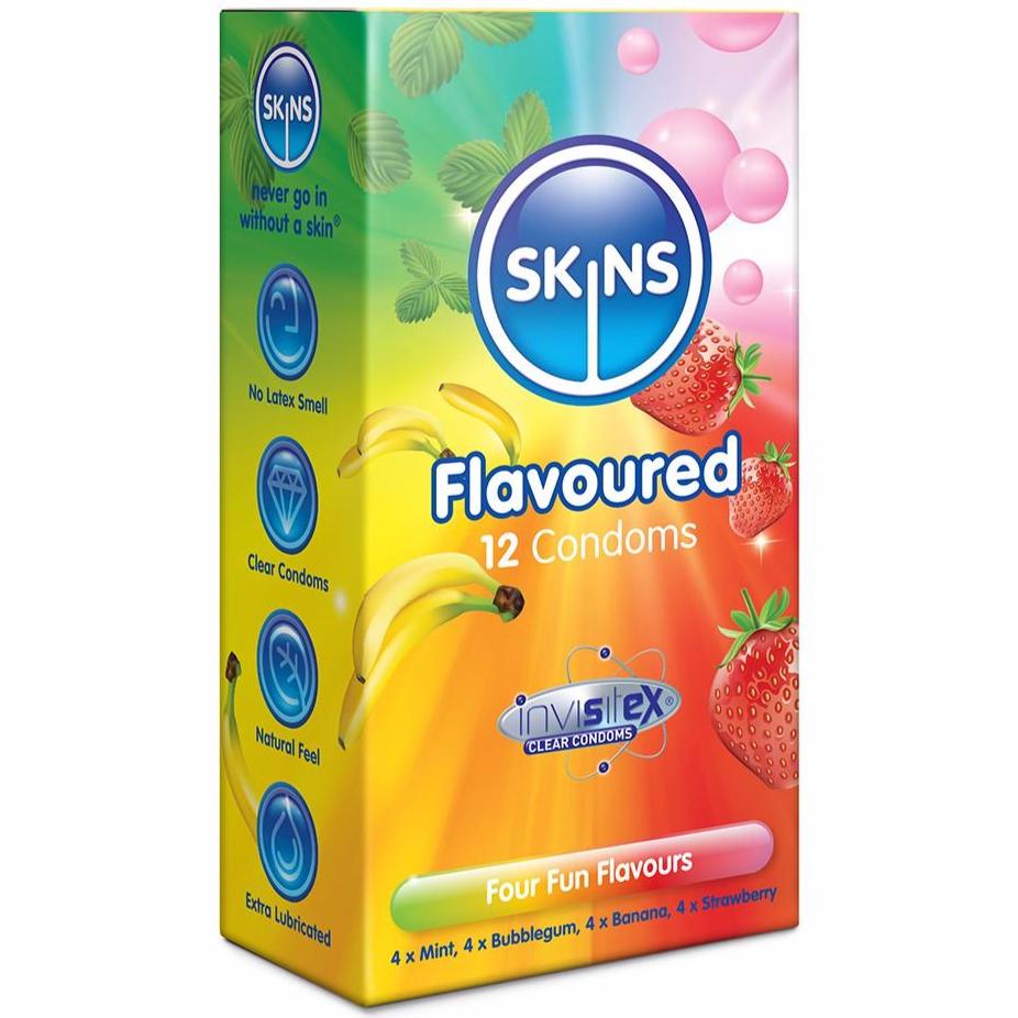 Skins Flavoured Condoms - 12 Pack - Extreme Toyz Singapore - https://extremetoyz.com.sg - Sex Toys and Lingerie Online Store
