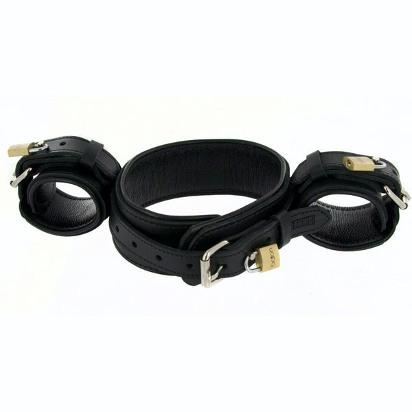 Strict Leather Wrist to Neck Restraint (Genuine Leather) - Extreme Toyz Singapore - https://extremetoyz.com.sg - Sex Toys and Lingerie Online Store