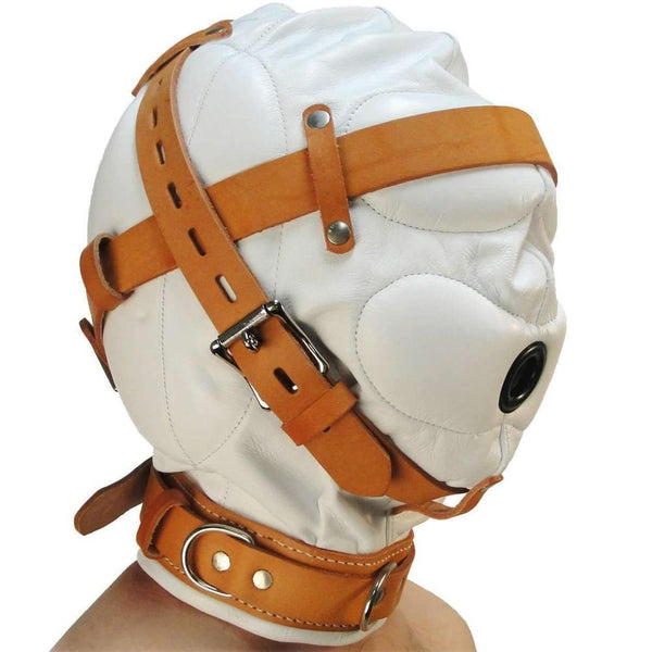 STRICT LEATHER Sensory Deprivation White Leather Hood (2 Sizes Available) - Extreme Toyz Singapore - https://extremetoyz.com.sg - Sex Toys and Lingerie Online Store - Bondage Gear / Vibrators / Electrosex Toys / Wireless Remote Control Vibes / Sexy Lingerie and Role Play / BDSM / Dungeon Furnitures / Dildos and Strap Ons  / Anal and Prostate Massagers / Anal Douche and Cleaning Aide / Delay Sprays and Gels / Lubricants and more...