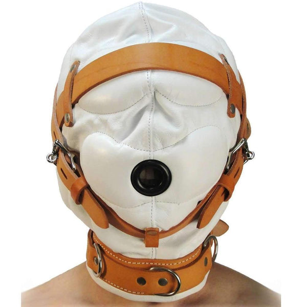 STRICT LEATHER Sensory Deprivation White Leather Hood (2 Sizes Available) - Extreme Toyz Singapore - https://extremetoyz.com.sg - Sex Toys and Lingerie Online Store - Bondage Gear / Vibrators / Electrosex Toys / Wireless Remote Control Vibes / Sexy Lingerie and Role Play / BDSM / Dungeon Furnitures / Dildos and Strap Ons  / Anal and Prostate Massagers / Anal Douche and Cleaning Aide / Delay Sprays and Gels / Lubricants and more...