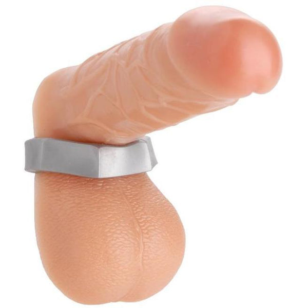 Master Series Silver Hex Heavy Duty Cock Ring & Ball Stretcher - Extreme Toyz Singapore - https://extremetoyz.com.sg - Sex Toys and Lingerie Online Store - Bondage Gear / Vibrators / Electrosex Toys / Wireless Remote Control Vibes / Sexy Lingerie and Role Play / BDSM / Dungeon Furnitures / Dildos and Strap Ons  / Anal and Prostate Massagers / Anal Douche and Cleaning Aide / Delay Sprays and Gels / Lubricants and more...